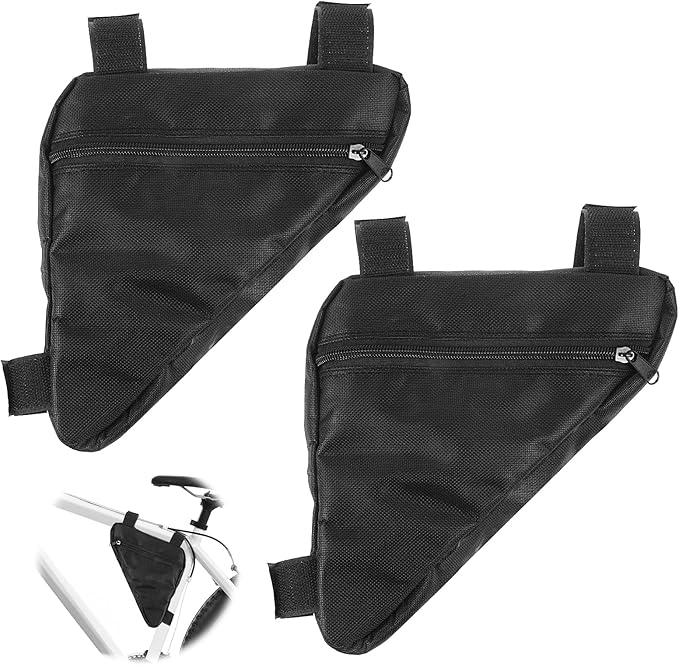 2PCS Bike Frame Bag Black Waterproof Mountain Bicycle Bag Small Bikes Top Tube Pouch for Road and Mountain Bikes Lightweight Cycling Storage Bags