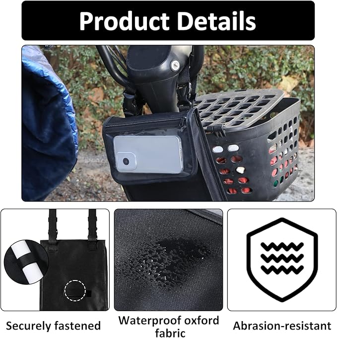 Electric Scooter Bag Waterproof Scooter Accessories Large Capacity Front Hanging Handlebar Organizer Phone Organizer Pouch for Bike Motorcycle Bicycle
