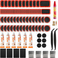 Bike Tire Repair Kit, 101 Pcs Bicycle Tube Patch Kit with Vulcanizing Patches & Tire Repair Glue, Portable Inner Tube Repair Kit for Mountain Road Bike, Motorcycle & Inflatable Tires
