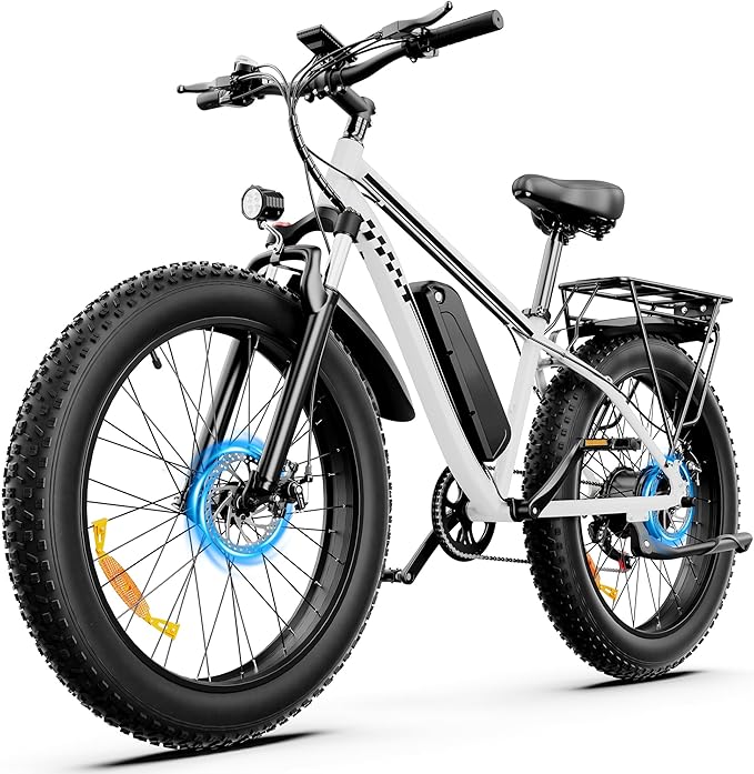 [UL Certified] Electric Bike for Adults with Peak 1500W Brushless Motor, 48V 15AH 35-60 Miles Battery Electric Bicycle, 26" Fat Tire Mountain Bike 28MPH 7 Speed Gears Ebike for Work,Off Road
