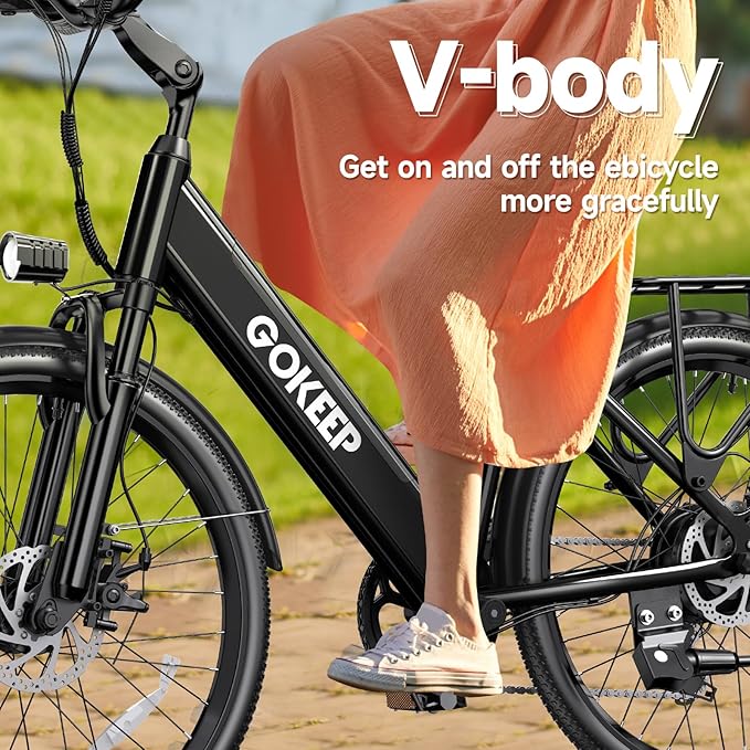 EP26A Step Through Electric Bike – Premium Adult E-Bike with 360° Safety, Peak Power 1000W, Shimano 7-Speed, IPX54 Waterproof Battery, and AI-Assisted Riding Modes