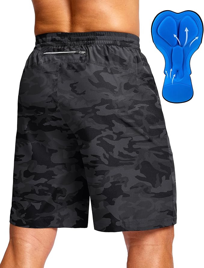Bikewa Men's Mountain Bike Shorts 4D Padded Baggy Bicycle Biking Riding Lightweight Cycling Shorts with Zipper Pockets