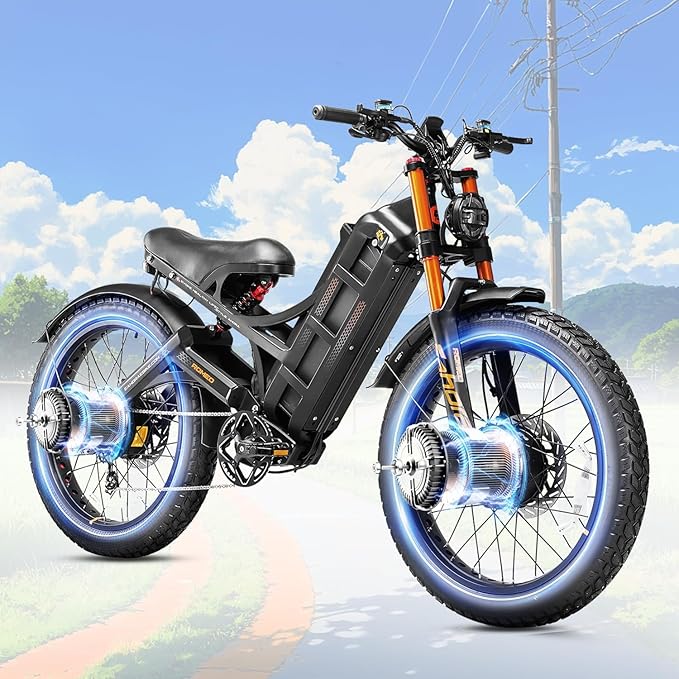 (2025 Version) Eahora Romeo Pro 2 4000W Dual Motor Ebike,46MPH 52V 70AH Battery 200Miles Long Range Ebike,Full Suspension 26'' Fat Tire Electric Bike for Adults with APP Control