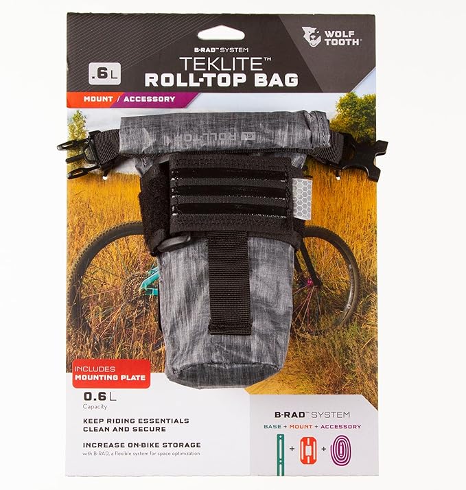 Wolf Tooth B-RAD TekLite Roll-Top Bag 0.6L with Mounting Plate