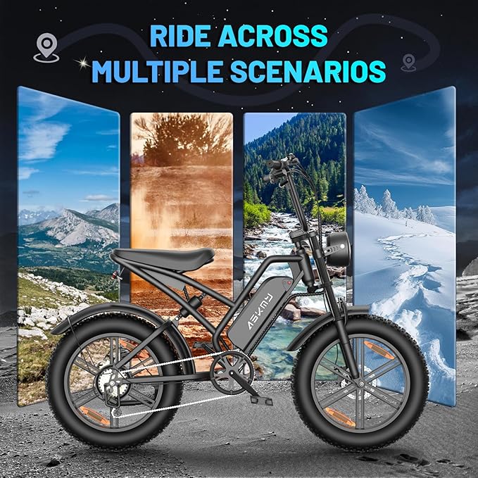Electric Mountain Bike for Adults, 1500W Peak Motor Ebike, 28 MPH and 60 Miles PAS Range, 20 Inch Fat Tire Dirt E Bike for All-Terrain, 7 Speed, Electric Bicycles with 48V 15Ah Removable Battery