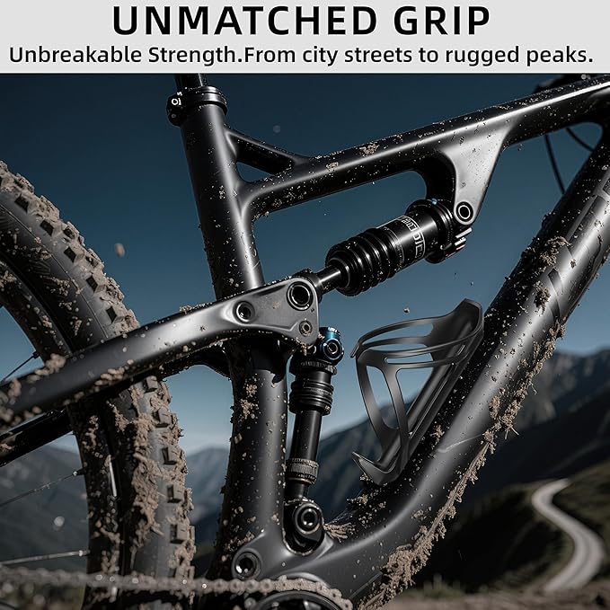 Mixed Bike Water Bottle Cage 2-Pack, Carbon Fiber Reinforced Lightweight Holder with Screws & Tool, Fits Down Tube & Seat Tube, Universal for Road, MTB & Gravel Bikes (Matte Black)