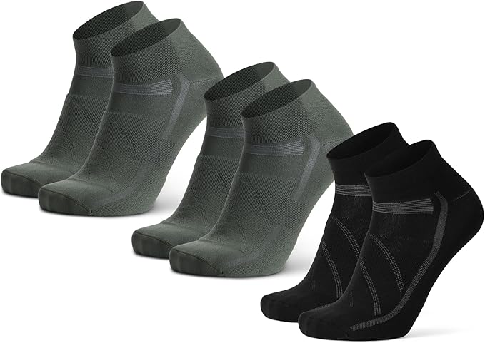 DANISH ENDURANCE Cycling Socks, Ankle Length, Breathable, Cushioned, Biking Socks for Men & Women, 3 Pack
