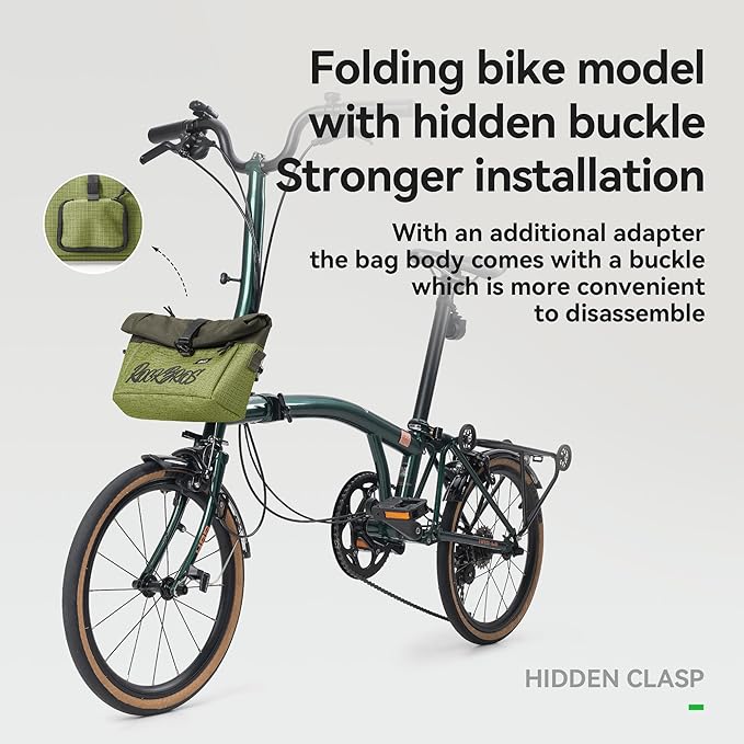 ROCKBROS Handlebar Bag for Brompton Folding Bike – Quick-Release Handlebar & Shoulder Bag, Convertible Crossbody Commuter Bag Compatible with Brompton Front Block