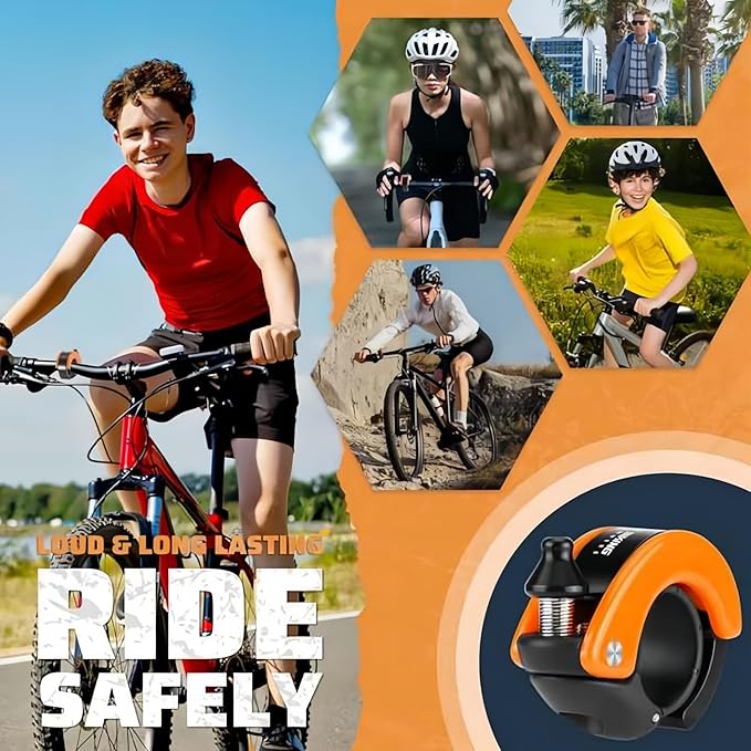 Ultra-Loud Hidden Bike Bell - Ideal for Adults & Kids | 100dB Clear Ring | Fits 22.2mm/0.78in Handlebars | Also for e-Scooters & Walkers ﻿