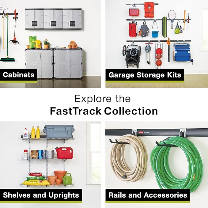 Rubbermaid FastTrack Garage Organization System Vertical Bike Hook Black Holds up to 50 Pounds Wall Mount and Heavy Duty Garage Hanger for Bike Storage