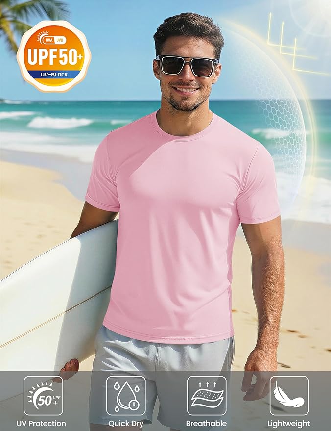MAGCOMSEN Men's Short Sleeve UPF 50+ T-Shirt Quick Dry Workout Athletic Running Swim Tops Tee Rash Guard Performance Shirts