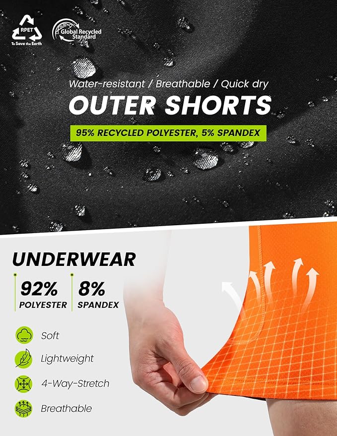 Nepest Men’s 4D Padded Mountain Bike Shorts MTB Cycling Biking Bicycle Riding Shorts with Zipper Pockets