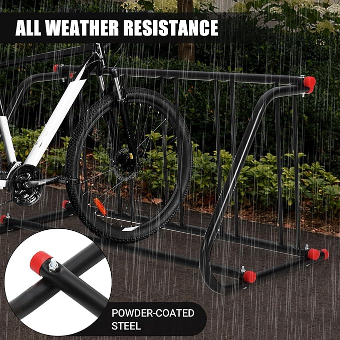 Commercial Grid Bike Rack for 5 Bikes - Heavy Duty Metal Bike Stand Floor, 39.7 LBS Q235 Steel Outdoor Bicycle Parking Rack for Garage, Retail, School, Backyard, Bike Shop (Single Side)