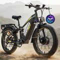 Seemoon 6000W Electric Bike for Adults,45 MPH up to 120Mile Dual Motor Ebike,60V 30Ah Battery,24" Fat Tire Electric Bicycle with Throttle Lock for Hunting Off-Road Commuter,Full Suspension E-bike