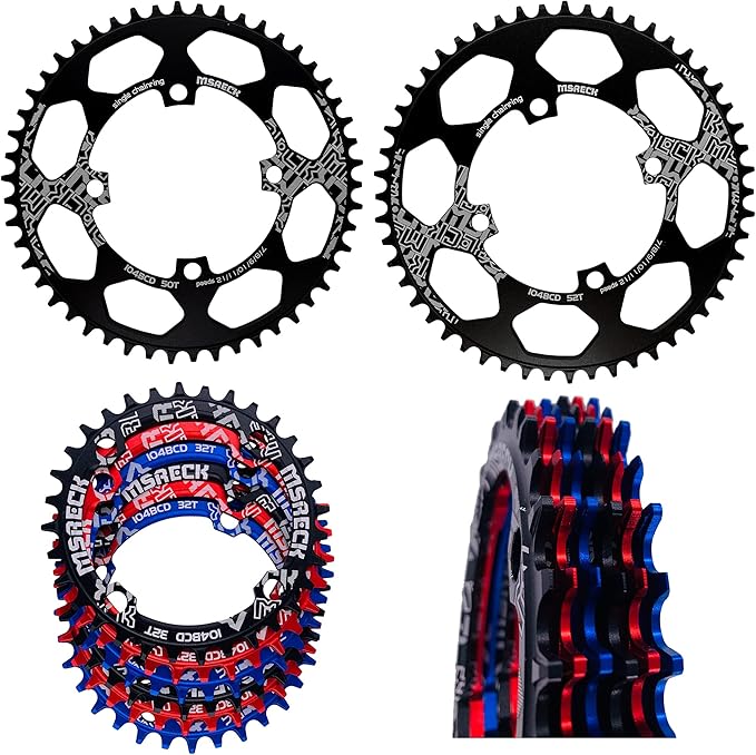 Round Oval Chainring 104 BCD 32T 34T 36T 38T 40T 42T 44T 46T 48T 50T 52T Narrow Wide Single Chain Ring for Road Bikes, Mountain Bikes, BMX MTB Bike
