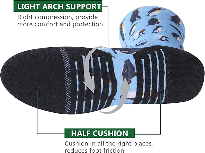 HUSO Hiking Socks Men Women Fashion Novelty Digital Printing Sports Crew Socks 3, 4 Pairs