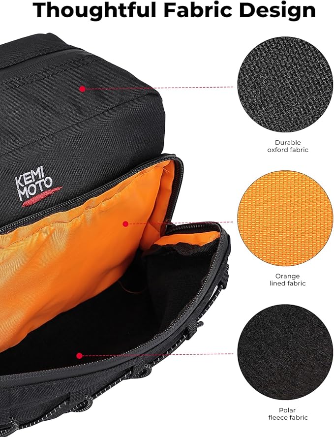 KEMIMOTO Motorcycle Handlebar Bag,Universal Tool & Crossbody Bag Dirtbike Storage Pouch for Front Fork Sissy Bar Compatible with Cruiser Softail Dyna Sportsters Rebel Cruiser 4.5L
