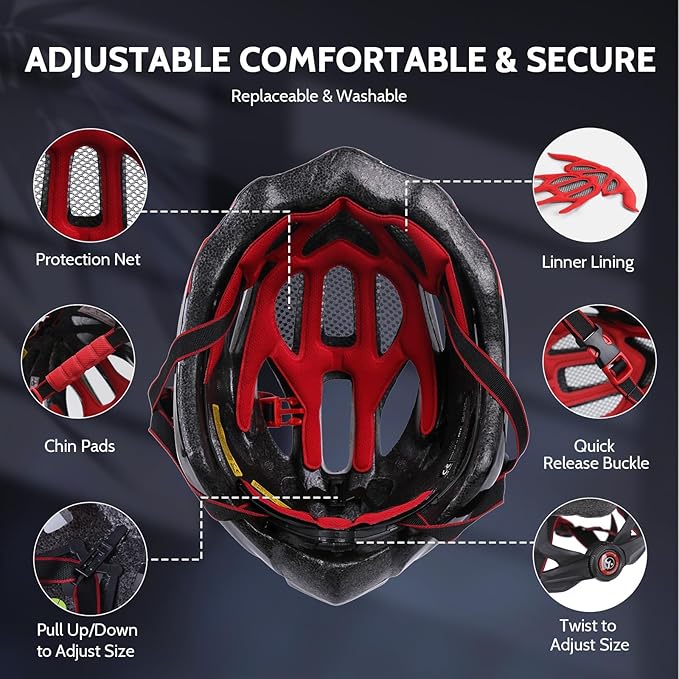 Bike Helmet Men Women, Shinmax Bicycle Helmet with Rear Light and Detachable Visor