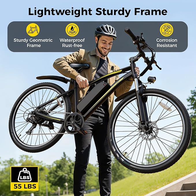Electric Bikes for Adults, 26"/27.5" E Bikes for Adults with 1200W Peak Motor, 28 MPH, 50+ Miles Range Electric Bicycle, E Mountain Bike with 480WH Removable Battery, UL Certified