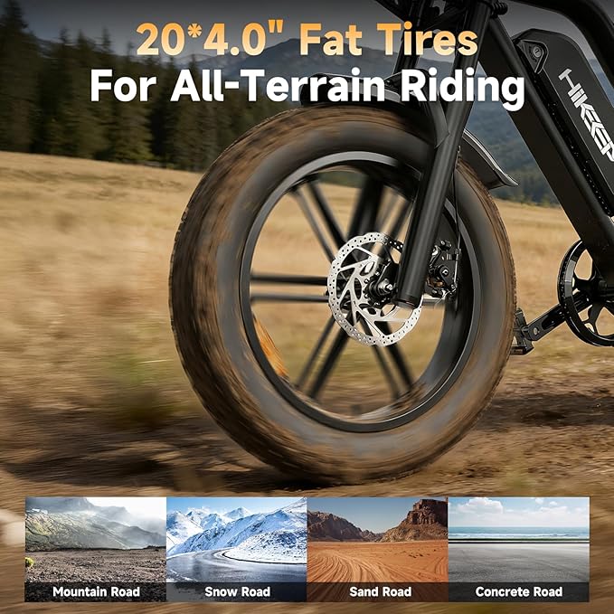 Electric Bike for Adults - 16/20 Inch Fat Tire Ebike, 750W/Peak 1500W Motor Ebike, 48V15.6AH Detachable Battery, 4 Riding Modes Electric Dirt Bike