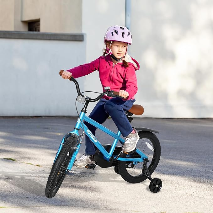 Outroad Kids Bike for Boys Girls Age 3-9 Years Old, 14 16 18 Inch Kid's Bike with Training Wheels, Children Bicycles for Toddler, Blue and Red