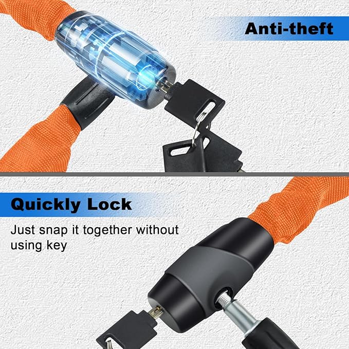 Heavy Duty Anti-Theft Chain Lock - 2.72 Ft Security Lock with 3 Keys, Waterproof for Scooter, Motorcycle, Door, Gate, Fence