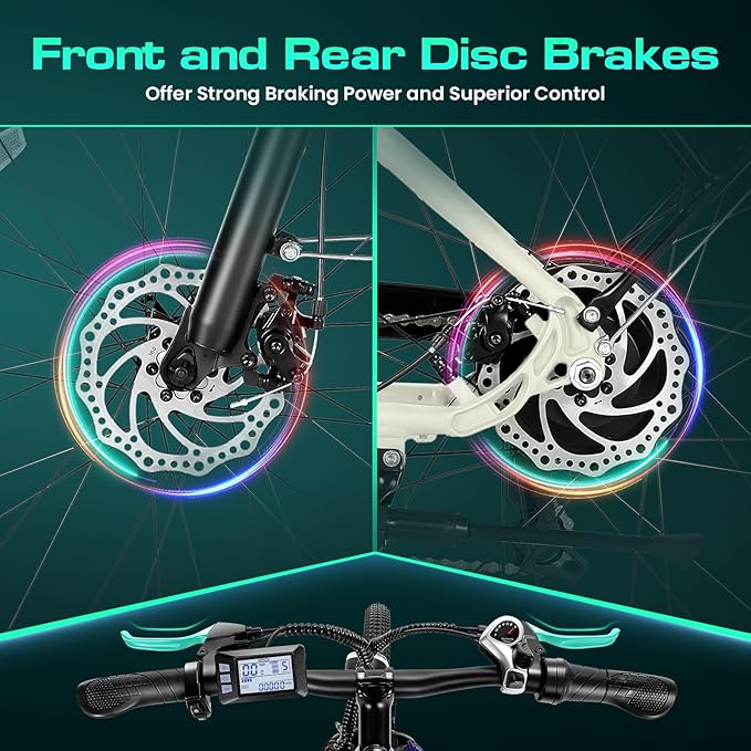 Wooken Electric Bike for Adults, 1000W Peak Ebike, 26" x 2.1" Tire Step Through Electric Bike, City Cruiser Ebike with 48V 10.4/15Ah Removable Battery, 7 Speed, SGS Certified to UL2849