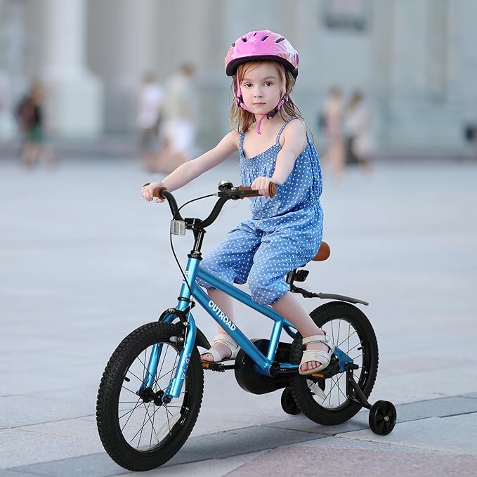 Outroad Kids Bike for Boys Girls Age 3-9 Years Old, 14 16 18 Inch Kid's Bike with Training Wheels, Children Bicycles for Toddler, Blue and Red