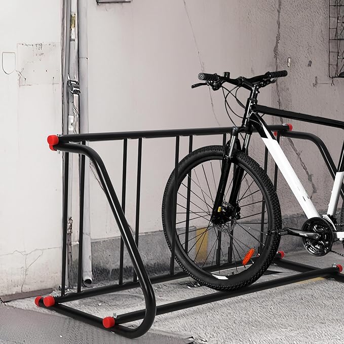 Commercial Grid Bike Rack, Single Sided Bike Rack Stand Ground, 5-Bike Capacity Bicycle Storage Stand, Power Coated Steel Floor Parking Stand for Garages, Stores, Schools and Universities