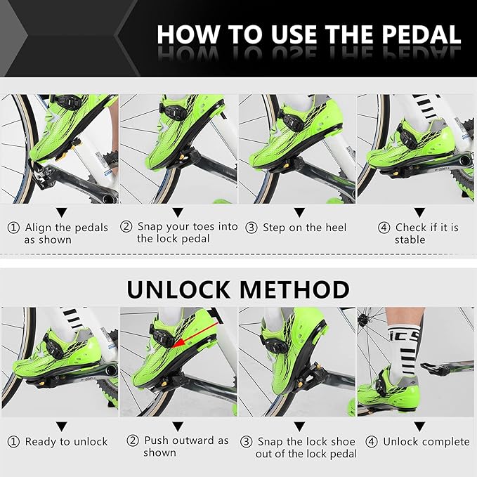 KOOTU KEO Bike Pedals 9/16" Universal Road Bike Pedals Bicycle Platform Pedals Clipless Pedals Suitable for Road Bike Spin Bike MTB Indoor Bike