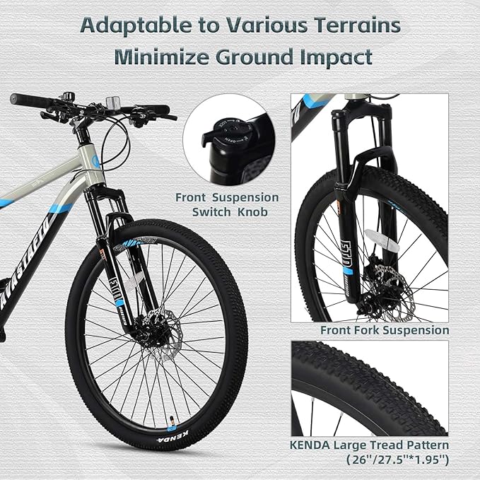 AVASTA Earth 26 27.5 inch Mountain Bike with 21-Speed, Aluminum Frame, Dual Disc Brake, Comfortable Saddle, Multiple Colors