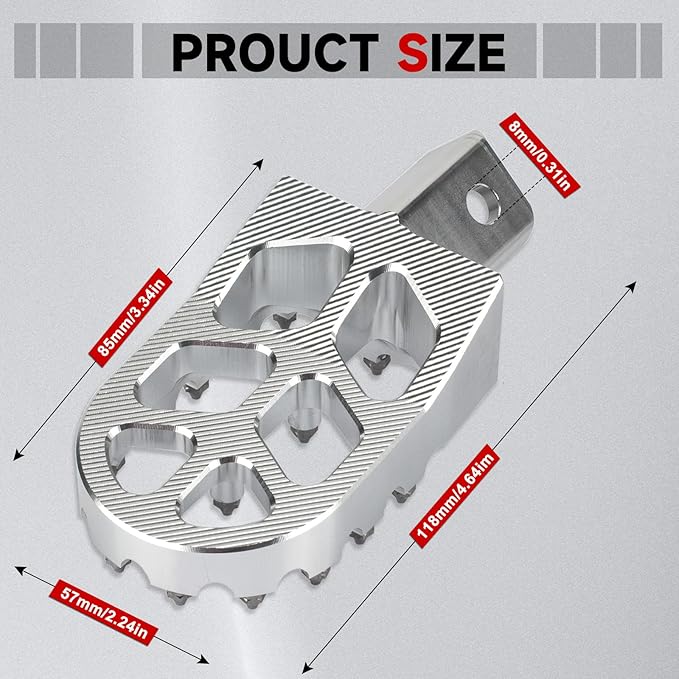 Mini Bike Foot Pegs CNC Anti-Slip Wide Footpegs for CRF50 CRF70 Coleman CT100U CT200U BT200X CC100X CRF XR50 70 110 125 SSR Apollo TaoTao Motorcycle Dirt Bike Pit Bike Pedals (Silver)