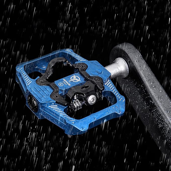 Mountain Bike Pedals - Dual Function Flat and Clipless Pedal - 3 Sealed Bearing Platform Pedals Compatible with SPD, Bicycle Pedals for BMX Spin Exercise Peloton Trekking Bike