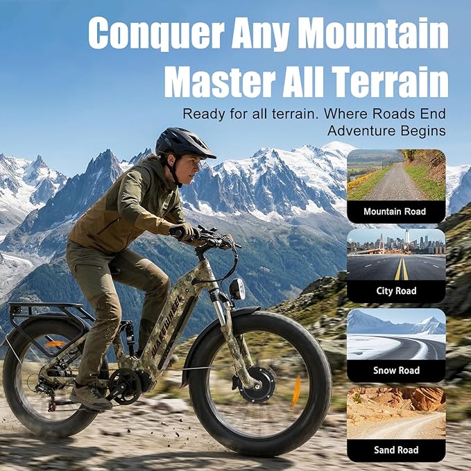 8000w Electric Bike for Adults, 60V 32Ah Battery Ebike, Fat Tire & Long Range Electric Bicycles, 210Nm Mountain Bike Full Suspension, Hydraulic Brake Electric Bicycle