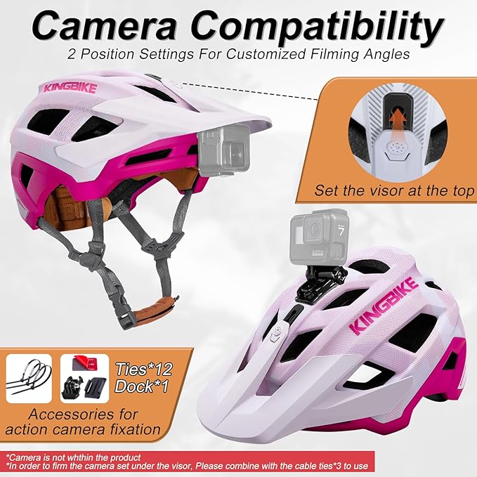 KINGBIKE NTA-8776 Mountain Bike Helmet Professional Ebike Helmets with 3-Level Adjustable Visor & Camera Mount E-MTB Helmet for Adults Men Women Youth E-Bike Safety Certified