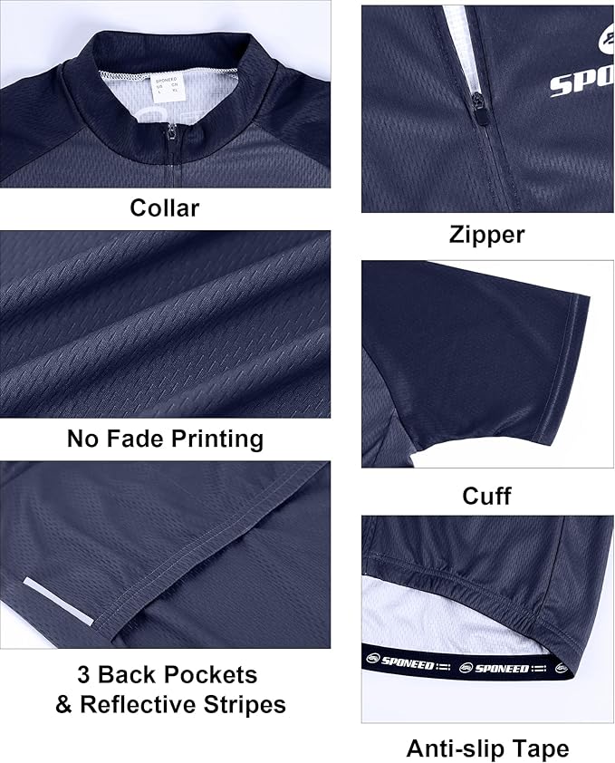 Men Bike Jersey Short Sleeve Road Cycling Shirts Biking Tops Moisture Wicking