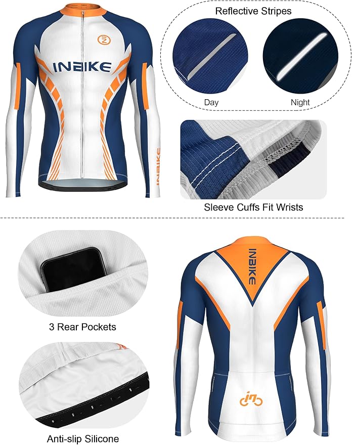 INBIKE Cycling Jersey Men Set Bib Shorts Set Breathable Bike Shirts Quick-Dry Bib Bicycle Jersey Biking Clothing Set