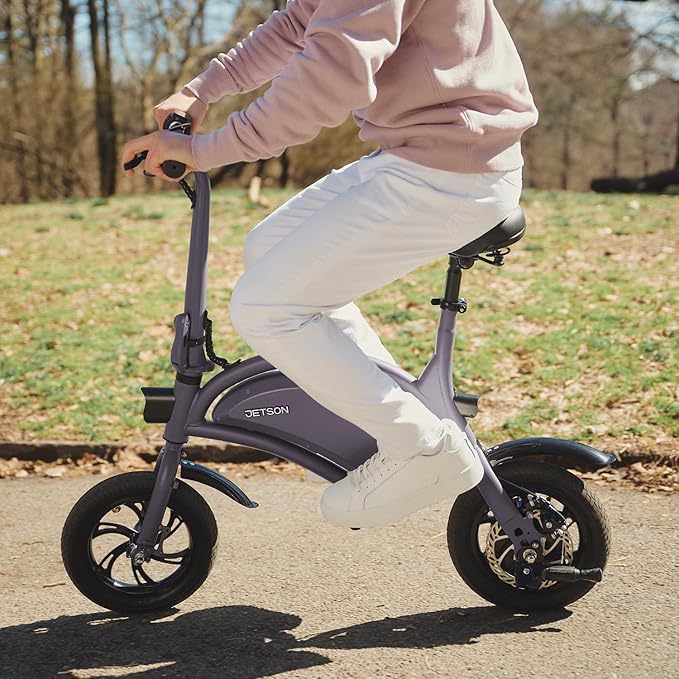 Jetson Bolt Electric Bike, Foot Pegs, Easy-Folding, Built-in Carrying Handle, Twist Throttle, Cruise Control, Up to 15.5 MPH, Range Up to 15 Miles, Ages 13+