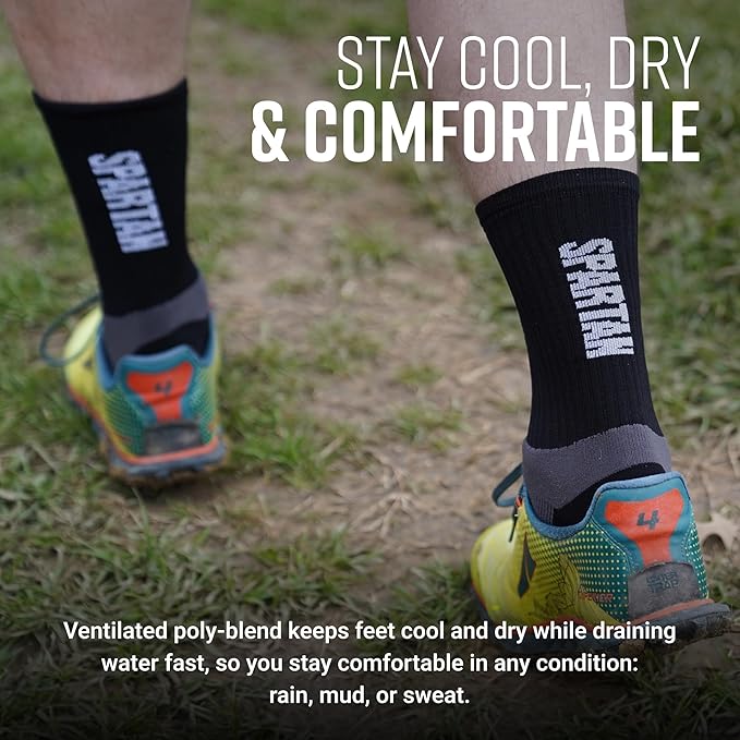 Crew Length Trail Running Socks, Quick-Drying Mid-Calf Socks with Arch Support, Sweat-Resistant, Breathable Athletic Socks