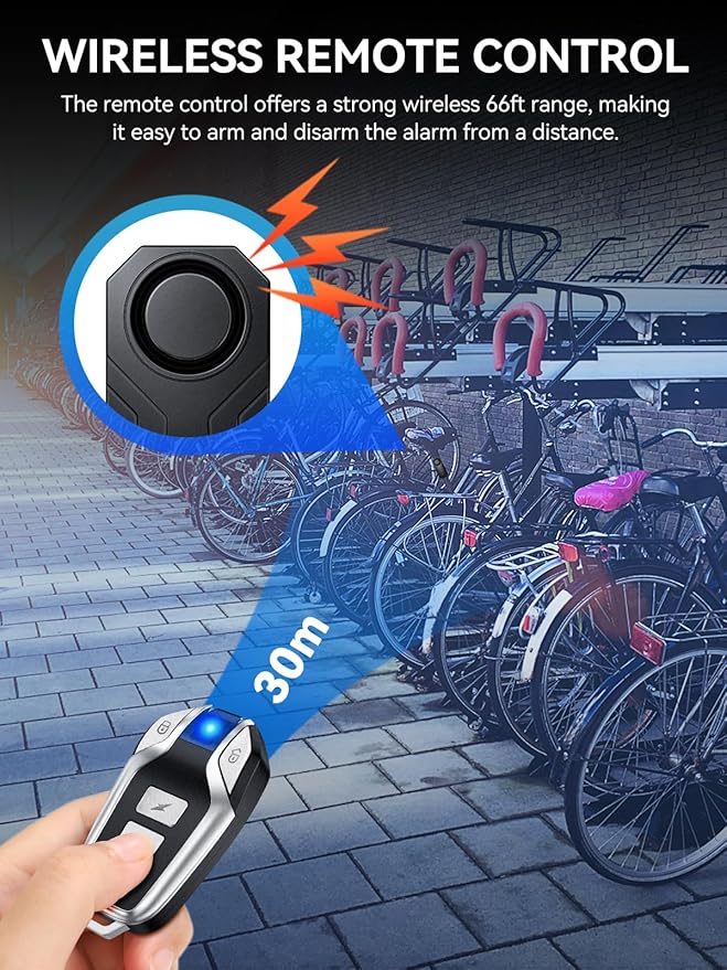 Onvian Upgraded Rechargeable Bike Alarm, Wireless Vibration Motion Sensor Antitheft Bike Alarm, IP65 Waterproof Motorcycle Alarm with Remote, Bike Accessories, for Ebikes Bike Scooter Car