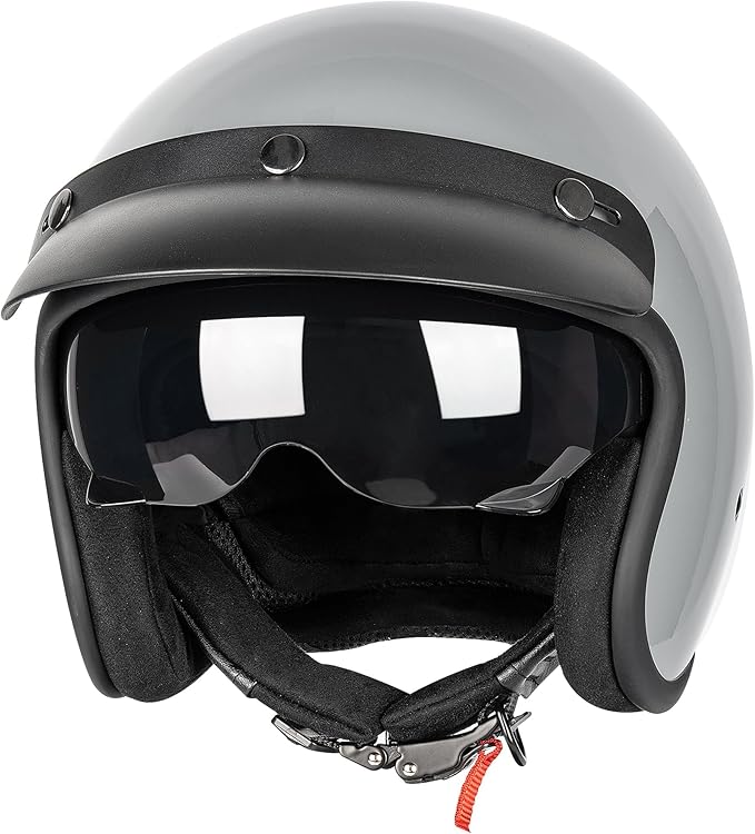 3/4 Open Face Retro Motorcycle Helmet - Vespa Helmet - DOT Approved - Adults, Unisex - Motorcycle Enthusiasts, Vintage Style Lovers