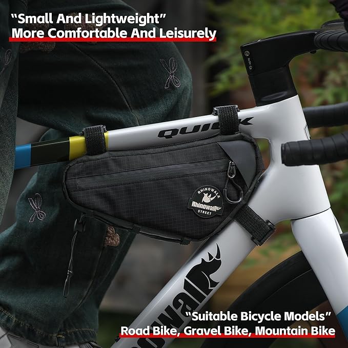 Bike Frame Bag Cycling Triangle Bike Bag Water Resistant Bicycle Frame Bag Under Top Tube Bag Pouch for Mountain Gravel MTB Road Bike Accessories, Black