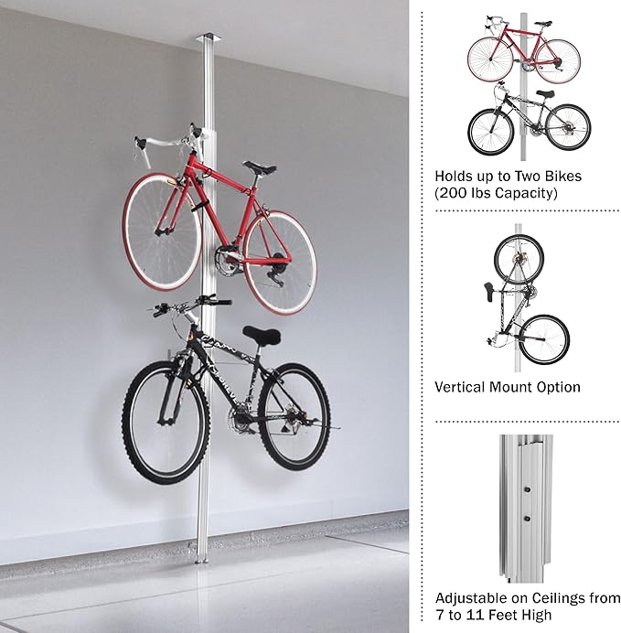 RAD Cycle Aluminum Bike Stand Bicycle Rack Storage or Display Holds Two Bicycles