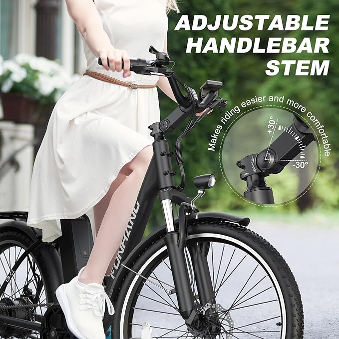 Electric Bike for Adults, 26" City Cruiser Ebike with 1000W Peak Motor, 21.7MPH 50 Miles Commuter Adult Electric Bicycles with 48V Battery, Adjustable Stem, 7-Speed, UL 2849 Certified