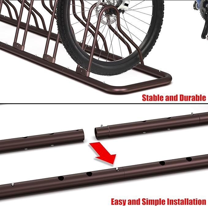 Simple Houseware 5 Bike Bicycle Floor Parking Adjustable Storage Stand, Bronze