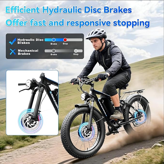9000W Peak Dual Motor Electric Bike for Adults 46MPH,100Miles Long Range Ebike,7 Speeds,52V 34Ah Removable Battery,Full Suspension 24" Fat Tire E Bike for Mountain Off-Road Commuter Snow