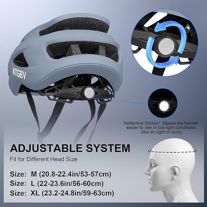 Adult Bike Helmet for Men/Women with Helmet Bag 2 Removable Moisture-Wicking Liners Adjustable Dial Comfort Fit Lightweight Shockproof CPSC 1203 Safety Certified for Road-Ready/Urban-Commute/MTB
