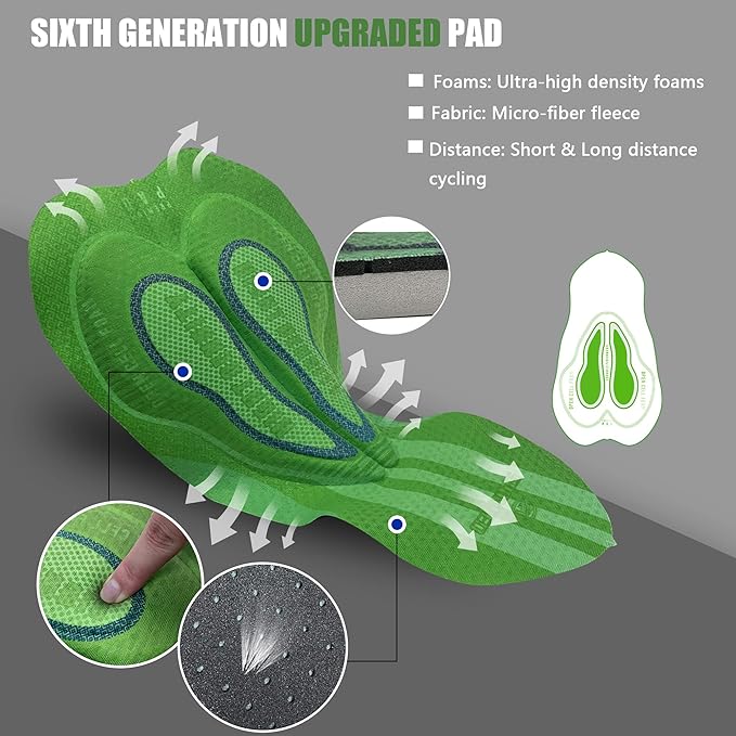 sponeed Men's Cycling Shorts Padded Bicycle Riding Pants Bike Biking Clothes Cycle Wear Tights