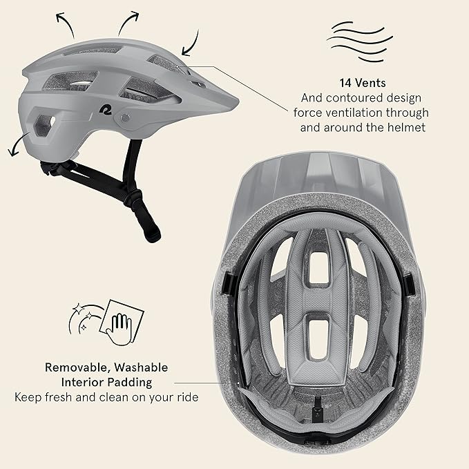Retrospec Rowan Mountain Bike Helmet with Adjustable ErgoKnob Fit System - 14 Ventilation Ports, Removable Visor & EPS Foam Interior - Lightweight MTB Protection