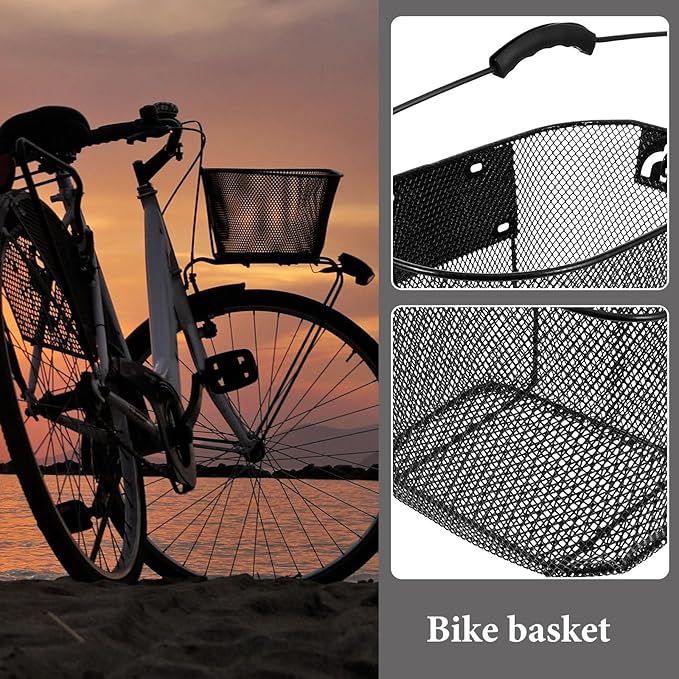 Metal Front Bike Basket Quick-Release Bicycle Handlebar Basket Foldable Pet Carrier for Cycling Commuters Black